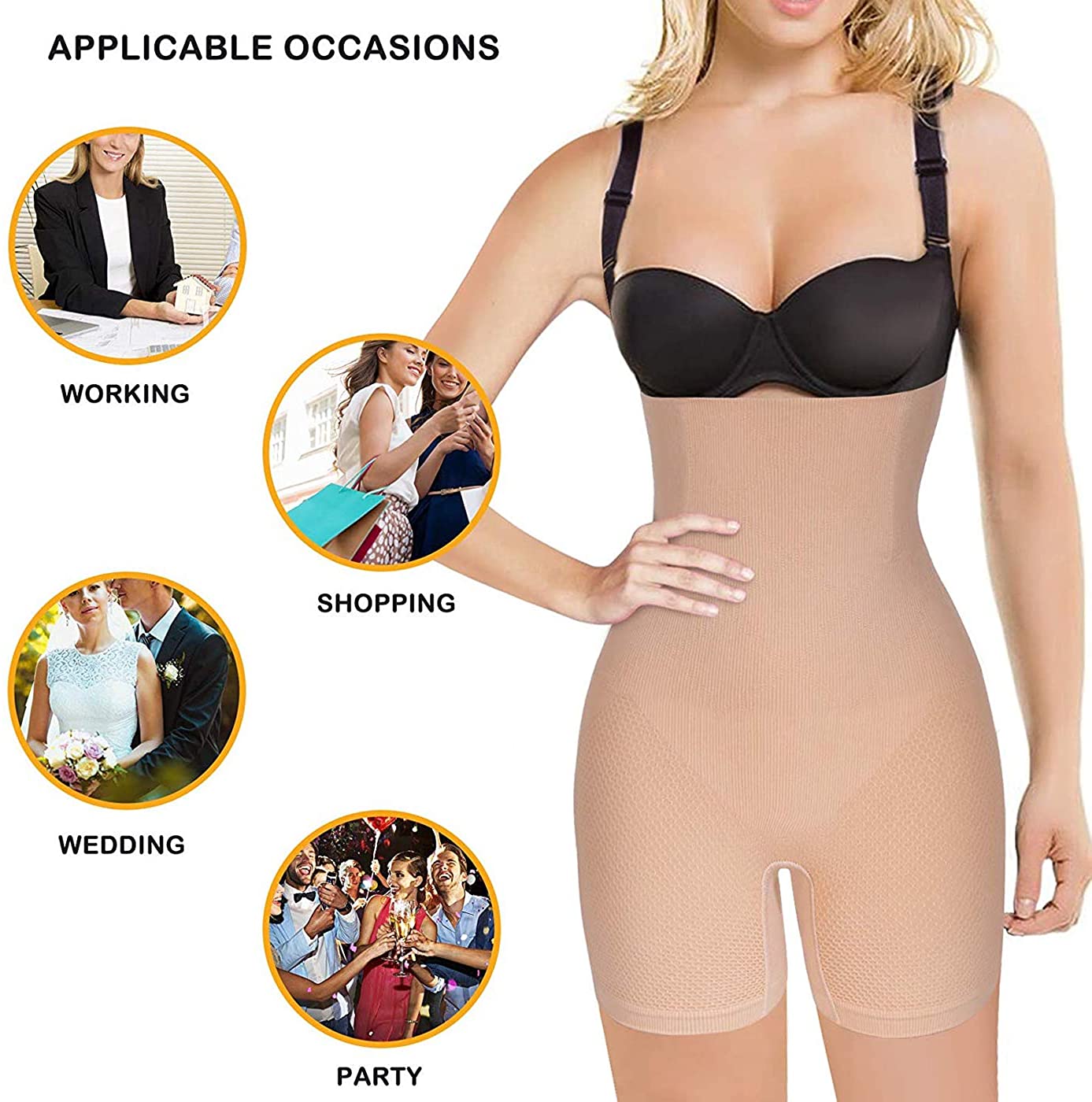 Women Waist Trainer Shapewear Tummy Control Body Shaper Shorts Hi-Waist Butt Lifter Thigh Slimmer