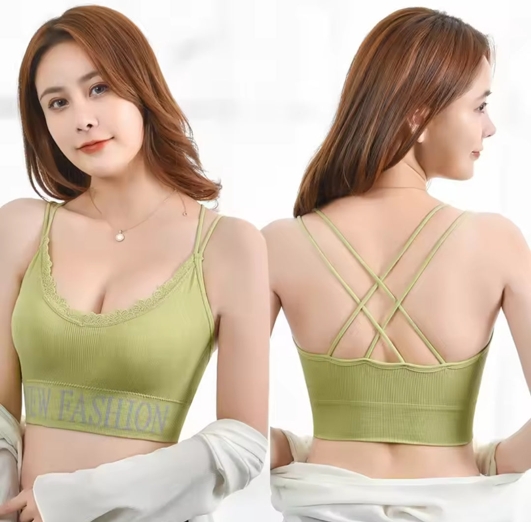 Tank Crop Tube Top on Thin Straps for Girls Sexy Sleep Bra Short Undershirt Black White Beautiful Camisole