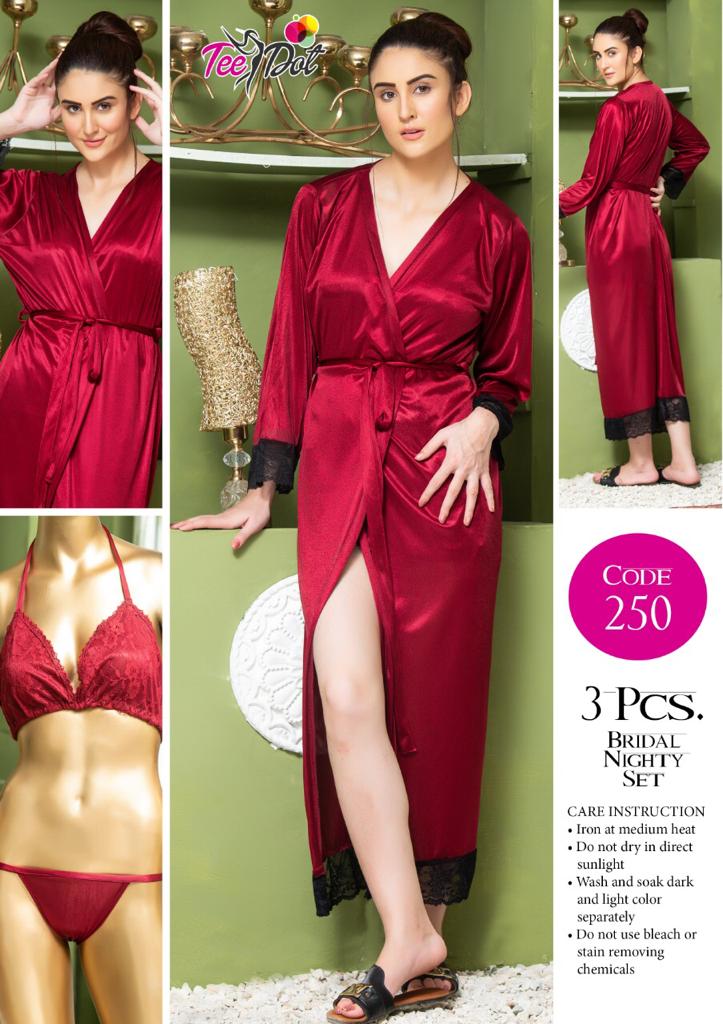 3 pcs silk nighty