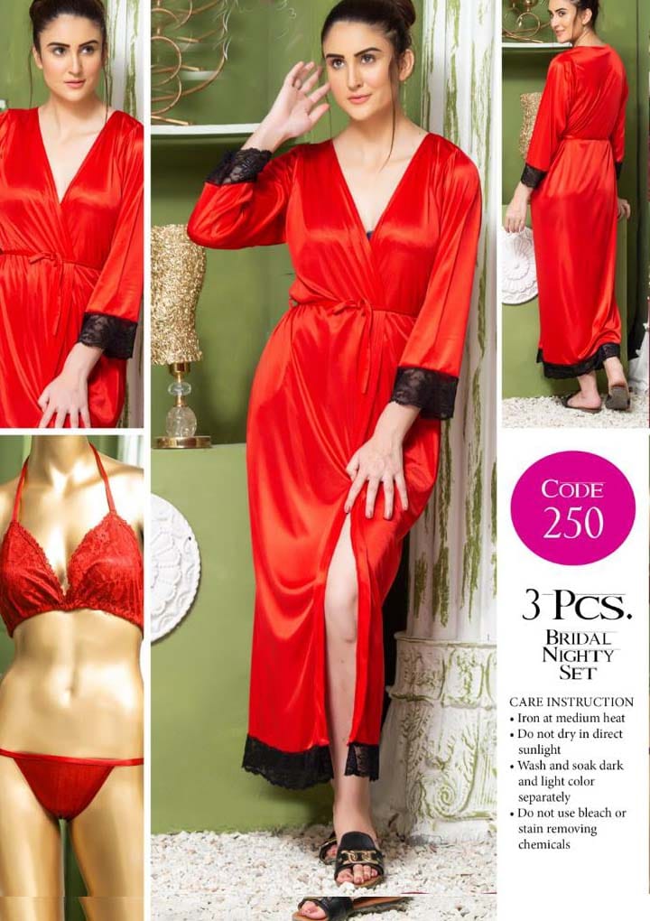 3 pcs silk nighty