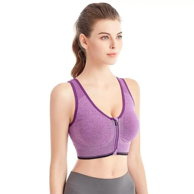 Front Zipper Sports Women Bra Underwear Running Fitness Seamless Brassiere Shockproof Breathable without Underwire Bralette
