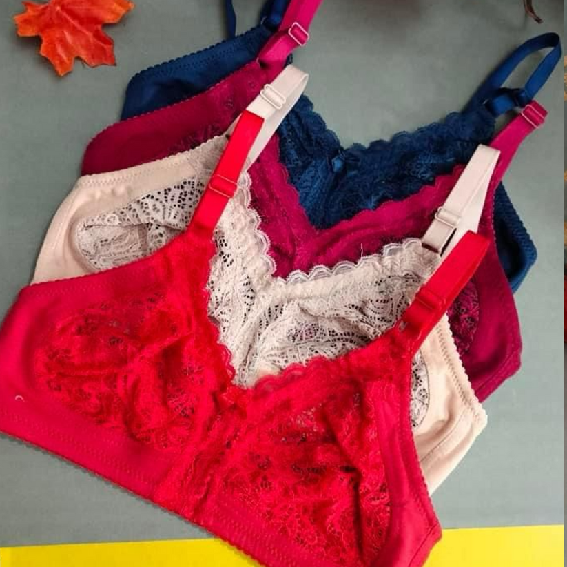 Graceful NonPadded Full Cup Lace Trim Bra