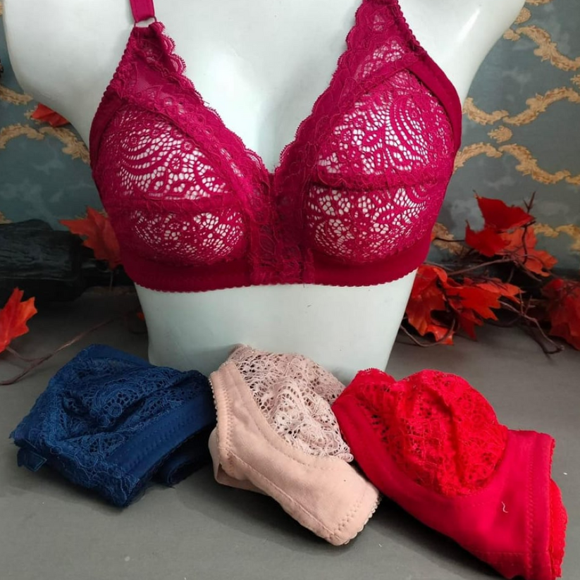 Graceful NonPadded Full Cup Lace Trim Bra