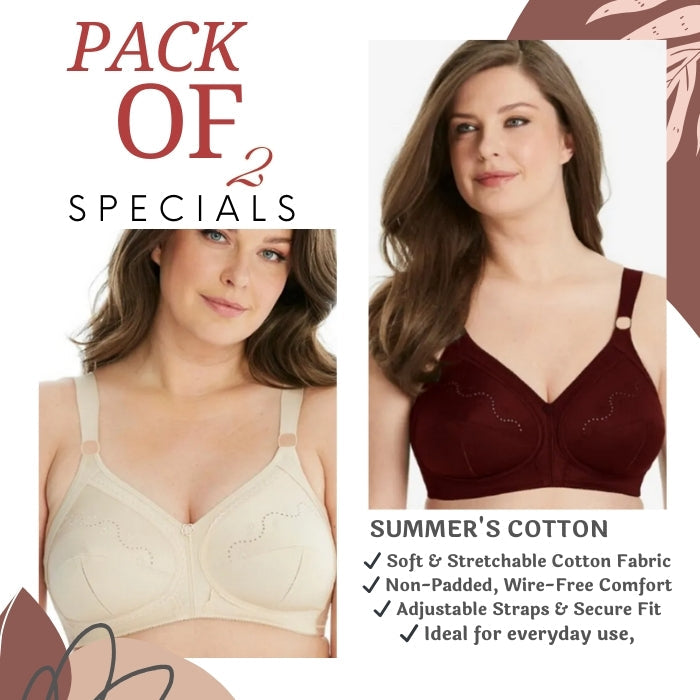 Pack of 2 GFG Comfort 16 cotton bra Breathable Wireless Non Padded Bra