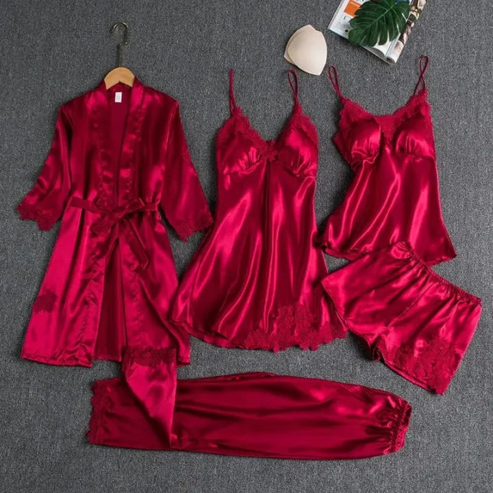 Best Q Premium Quality 5 pices soft silk  Nighty ❤️