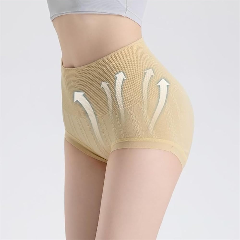 Pack of 2 High-waist Abdominal Panties Cotton Antibacterial Lace Briefs Shaping Panties