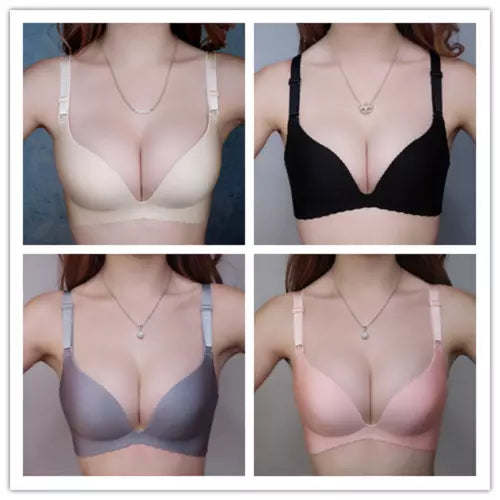 Super boost Lingerie Unlined Bra Seamless Underwear Wireless Bralette Padded Push Up Bra❤️