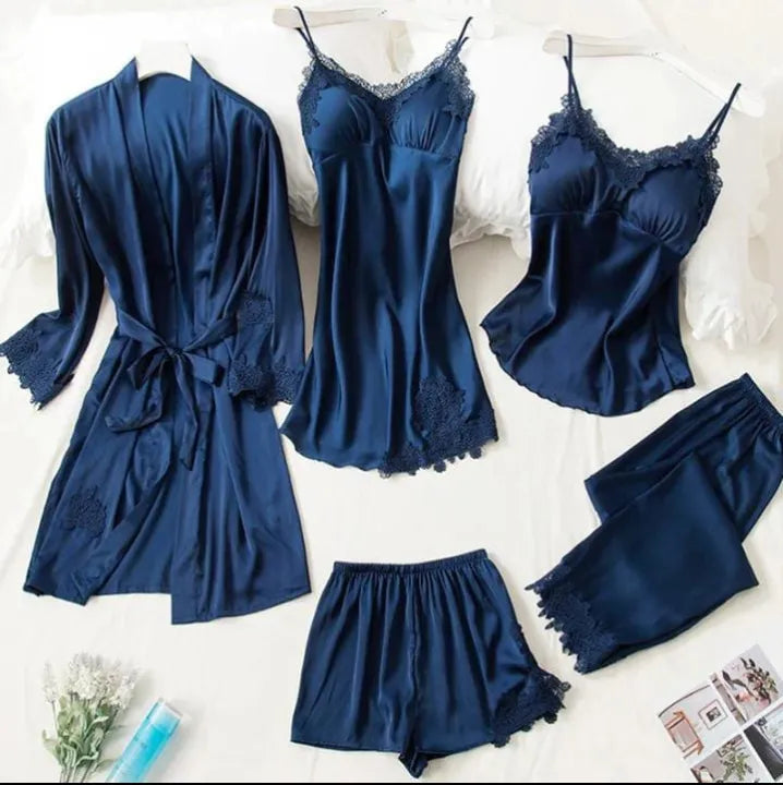 Best Q Premium Quality 5 pices soft silk  Nighty ❤️