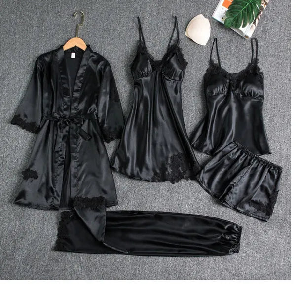 Best Q Premium Quality 5 pices soft silk  Nighty ❤️
